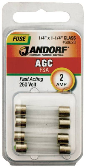Jandorf Fast Acting 250 Volt 2 Amp Fuse #60628 Jandorf