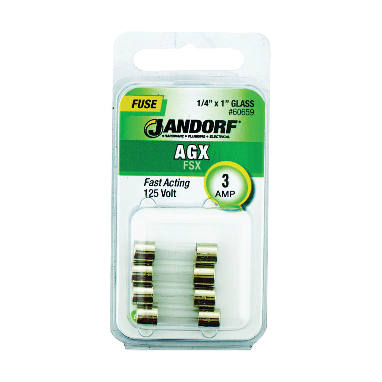 Jandorf Fast Acting 125 Volt 3 Amp Fuse #60659 Jandorf