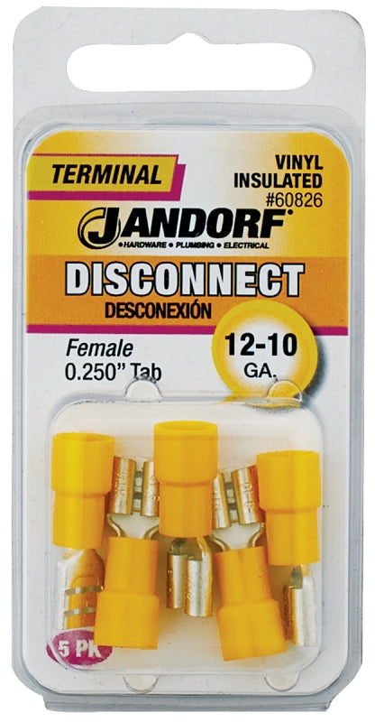 Disconnect Terminal, 12 to 10 AWG Wire, Vinyl Insulation, Copper Contact #60931 Jandorf