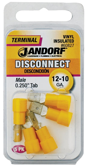 Disconnect Terminal, 12 to 10 AWG Wire, Vinyl Insulation, Copper Contact, Yellow #60827 Jandorf