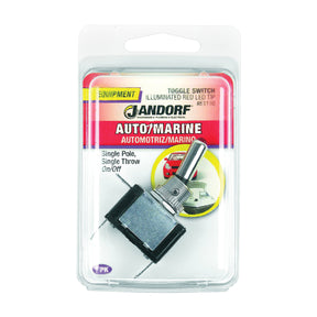 Switch Toggle SPST RED LED ILLUMINATED TIP ON/OFF Jandorf