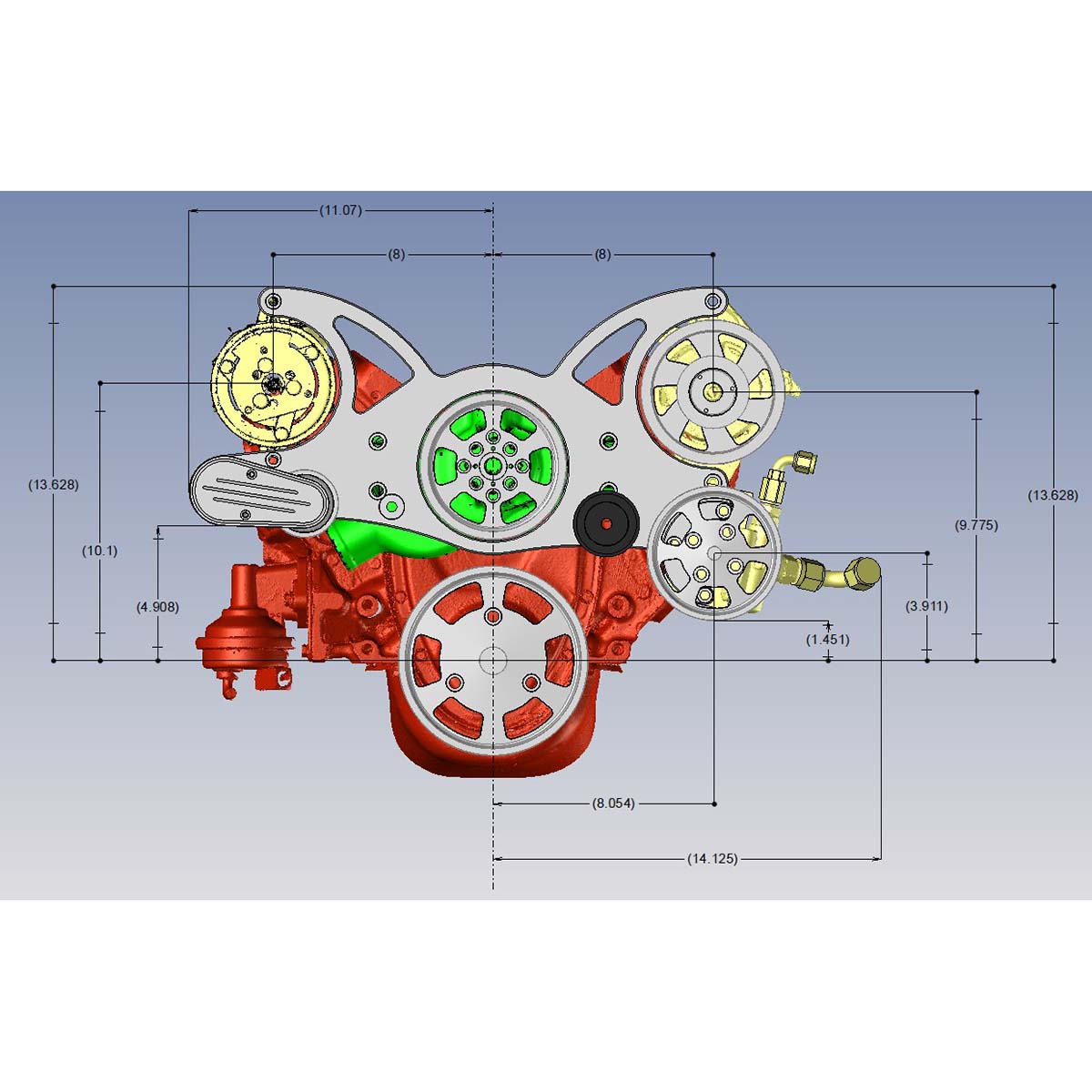 GM SB Compatible Front Accessory Drive - Full Serpentine with Alternator | Power Steering | Water Pump | Brackets and Bolts