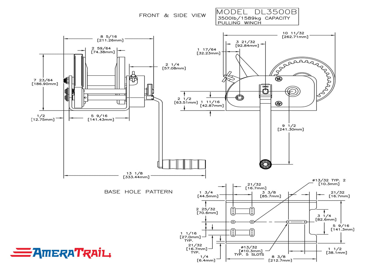 3500 lb Boat Winch w/ 25' x 3" Strap, Heavy Duty Spool System - Dutton Lainson