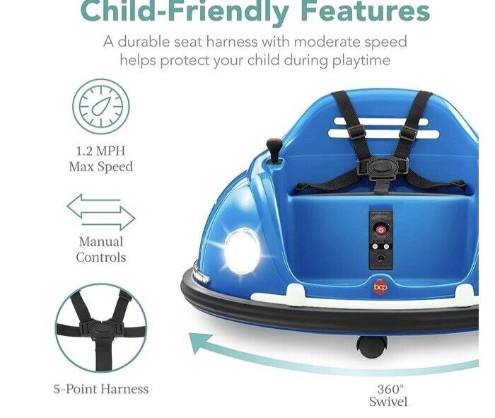 360 Degree Spin Bumper Car Toy for Kids with Remote Control and Safety Harness