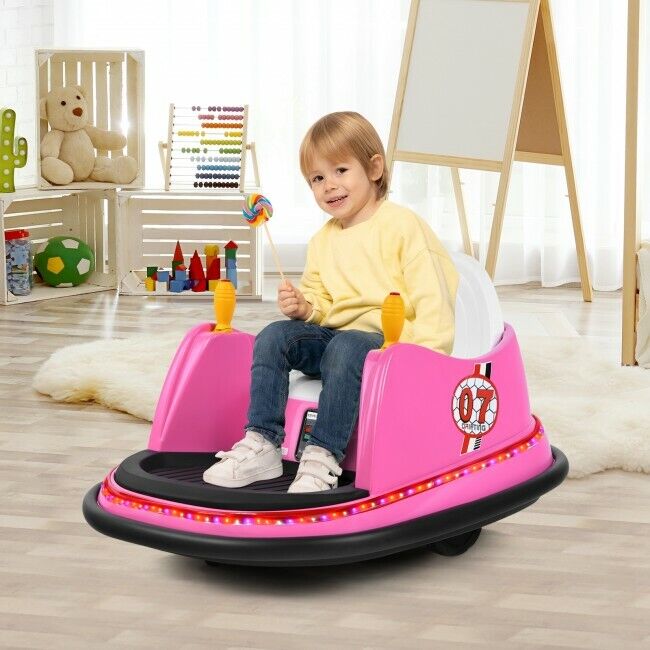 360-Degree Spin Race Bumper Car 6V Ride On with Remote Control for Kids