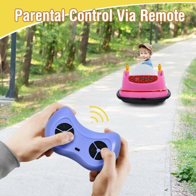 360-Degree Spin Race Bumper Car 6V Ride On with Remote Control for Kids