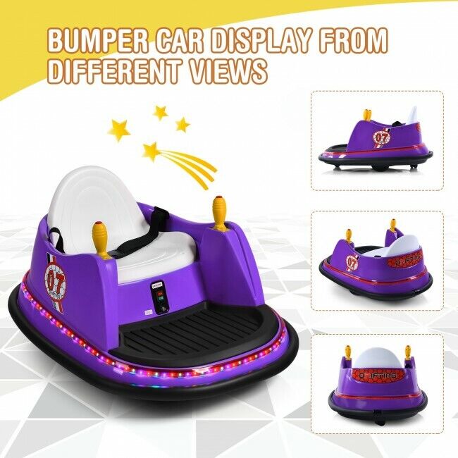 360-Degree Spin Race Bumper Car 6V Ride On with Remote Control for Kids