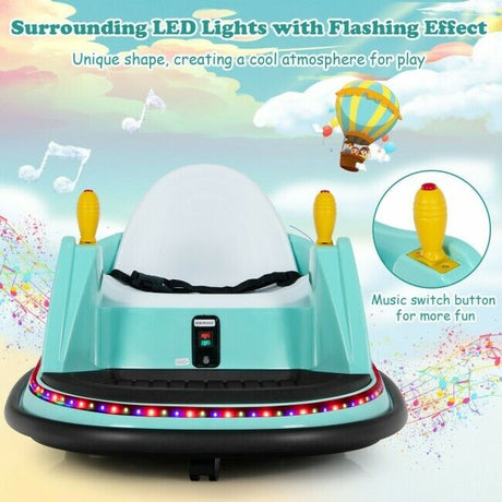 360-Degree Spin Race Bumper Car 6V Ride On with Remote Control for Kids