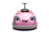 360° Pink Bumper Car Ride-On Toy with LED Remote Control for Kids (12V)