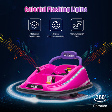 360° Rotating Bumper Car for Kids with Parental Remote Control and Light - 12V Ride-On Toy