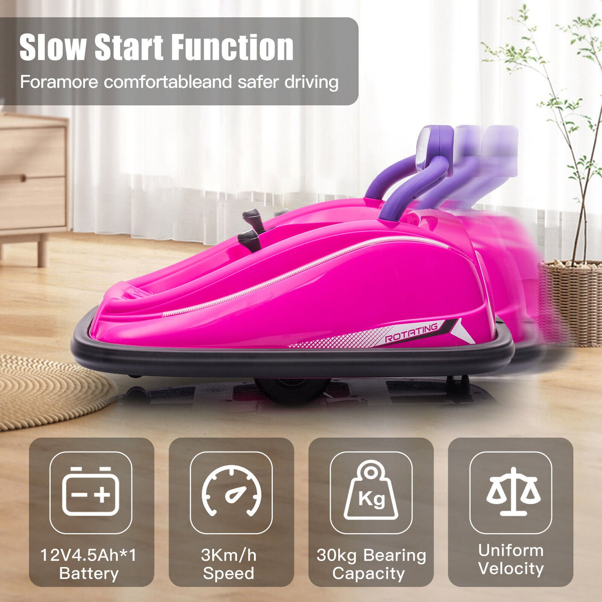 360° Rotating Electric Bumper Car for Kids with Remote Control - 12V Ride On Vehicle