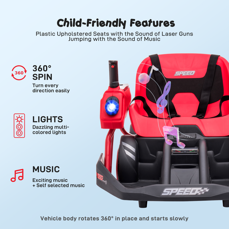 360° Rotating Ride-On Car for Kids with Dual Steering Control and Remote