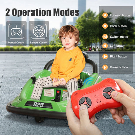 360° Spin Electric Bumper Car for Kids with Remote Control - 12V Toy Vehicle