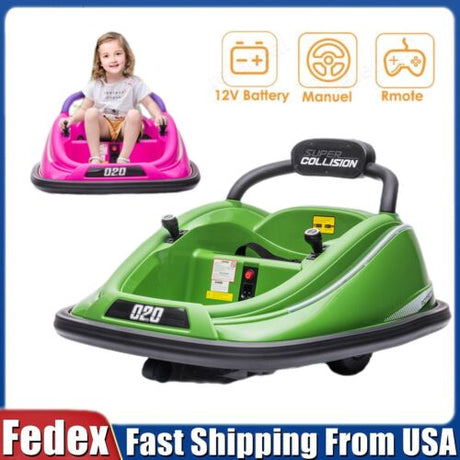 360° Spin Electric Ride-On Car for Kids with Remote Control - Bumper Vehicle Toy (12V)