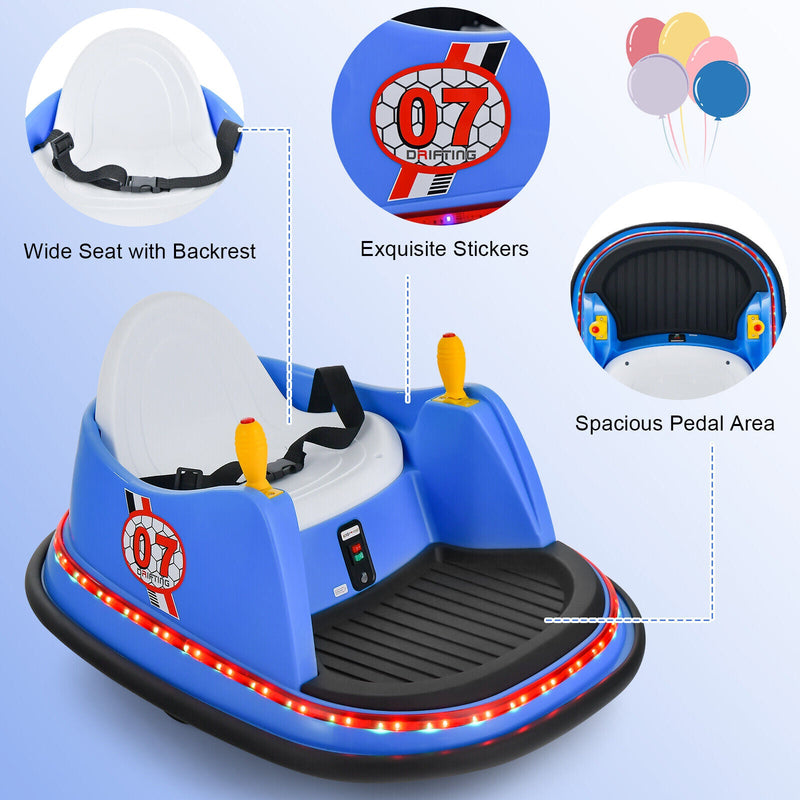 360° Spin Race Bumper Car for Kids with Remote Control - Blue