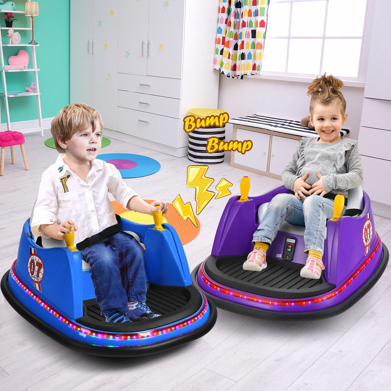 360° Spin Race Bumper Car for Kids with Remote Control - Purple 12V Vehicle