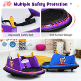 360° Spin Race Bumper Car for Kids with Remote Control - Purple 12V Vehicle