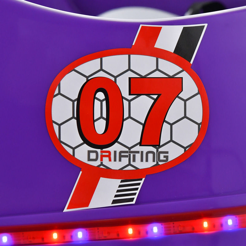 360° Spin Race Bumper Car for Kids with Remote Control - Purple 12V Vehicle