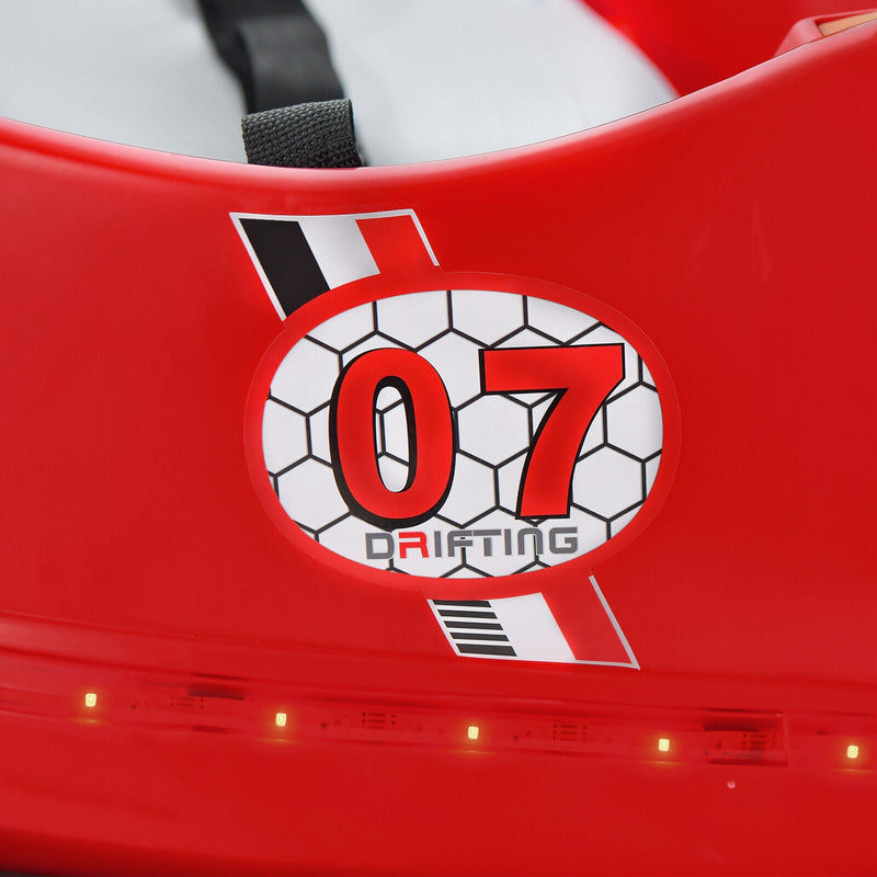 360° Spin Race Bumper Car for Kids with Remote Control - Red, 12V Vehicle