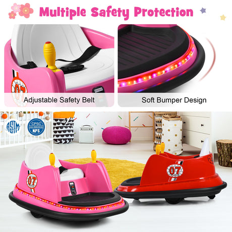 360° Spin Race Bumper Car Ride-On Toy for Kids with Remote Control - 12V Vehicle