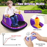 360° Spin Race Bumper Car Toy with Remote Control - 12V Purple Vehicle for Kids