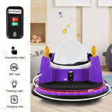 360° Spin Race Bumper Car Toy with Remote Control - 12V Purple Vehicle for Kids
