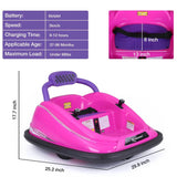 360° Spin Race Car for Kids with Remote Control and LED Lights - 6V Bumper Car Ride-On