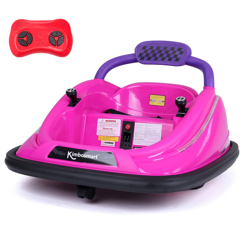 360° Spin Race Car for Kids with Remote Control and LED Lights - 6V Bumper Car Ride-On