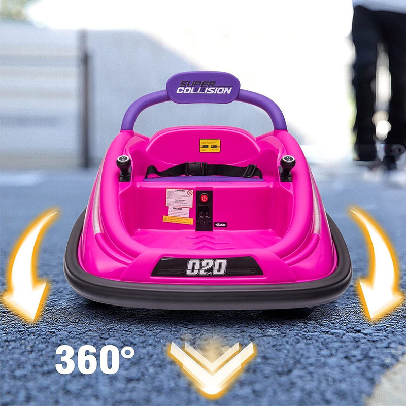 360° Spinning Electric Bumper Car for Kids with Remote Control and LED Lights - 12V