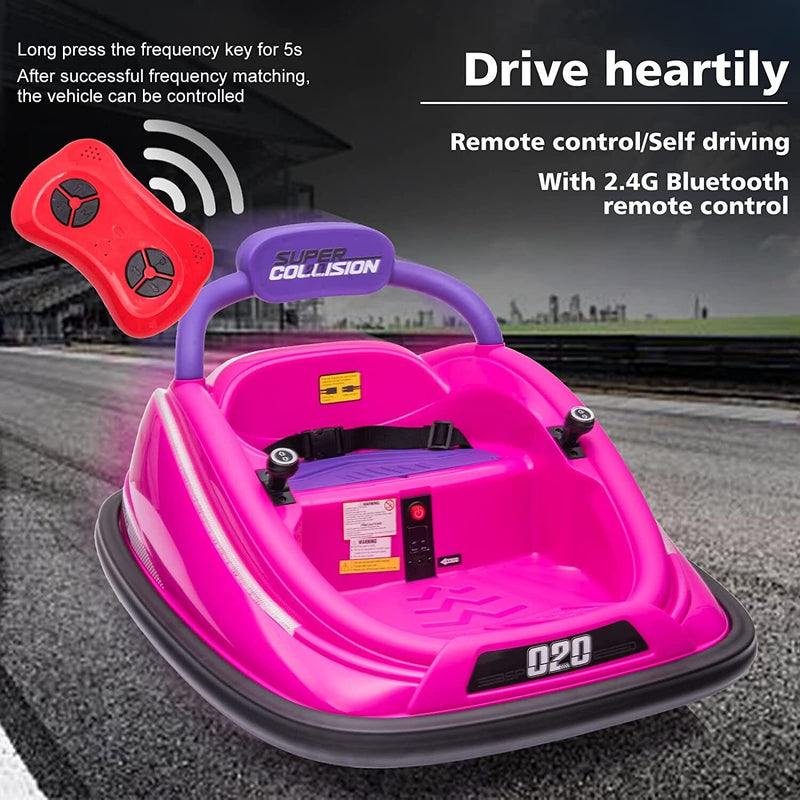 360° Spinning Electric Bumper Car for Kids with Remote Control and LED Lights - 12V