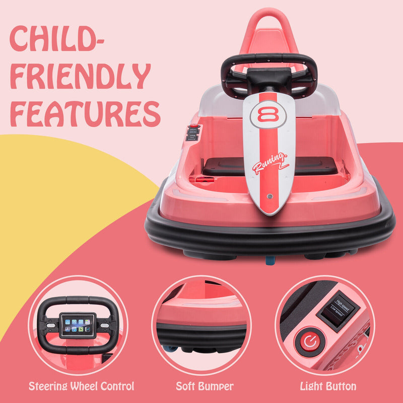 360° Spinning Electric Ride-On Bumper Car for Kids and Toddlers with 2-Speed Control