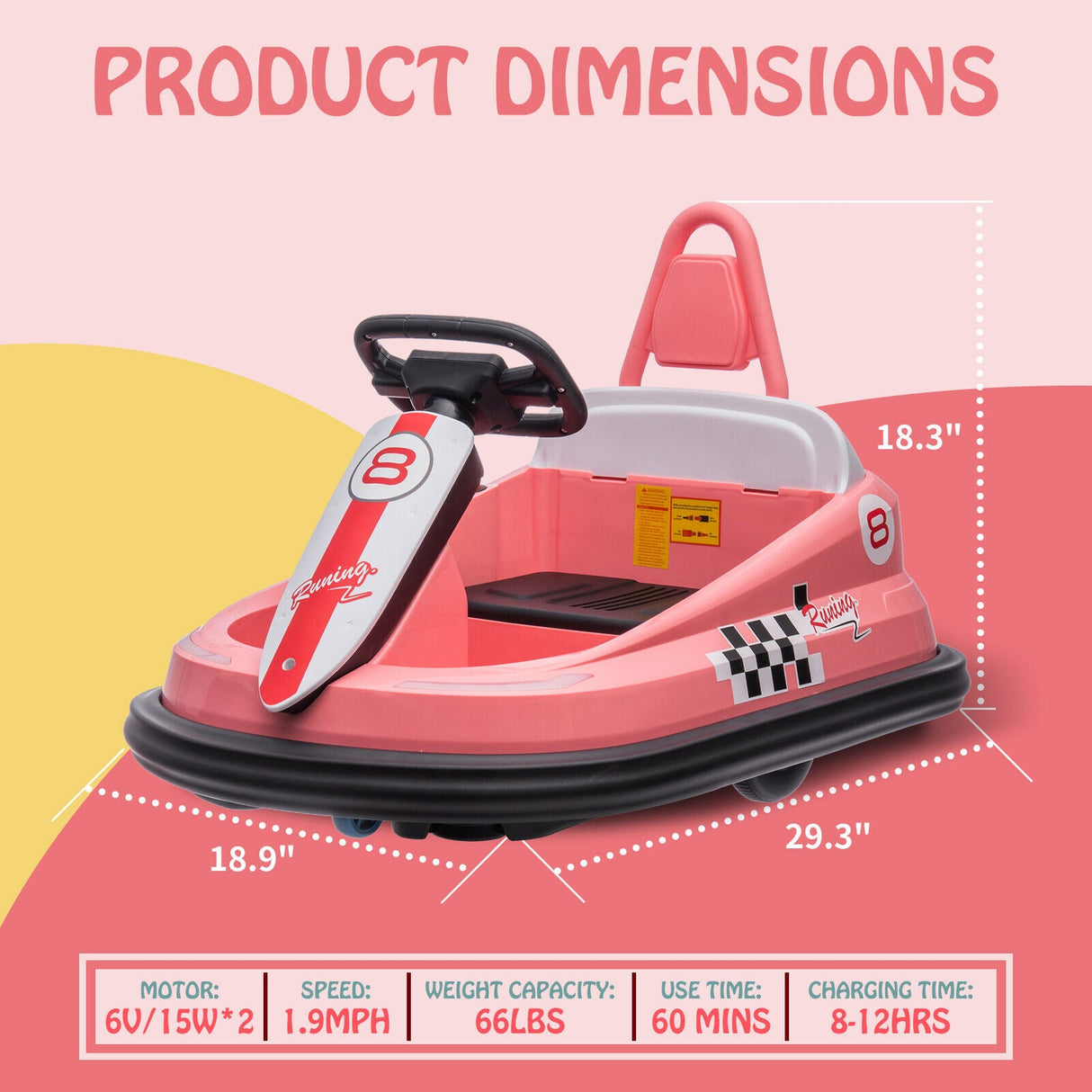 360° Spinning Electric Ride-On Bumper Car for Kids and Toddlers with 2-Speed Control