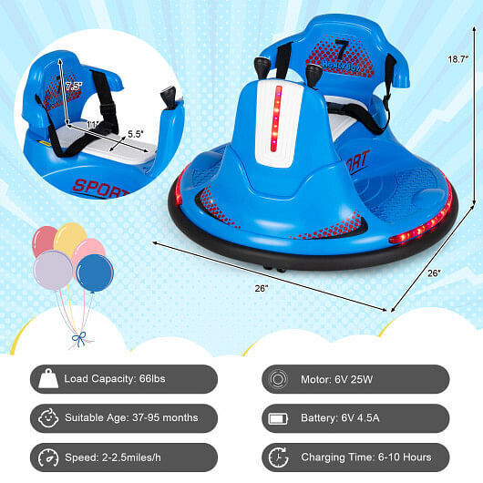 360?&deg; Spin Electric Ride On Car for Kids and Toddlers - Bumper Car Fun!