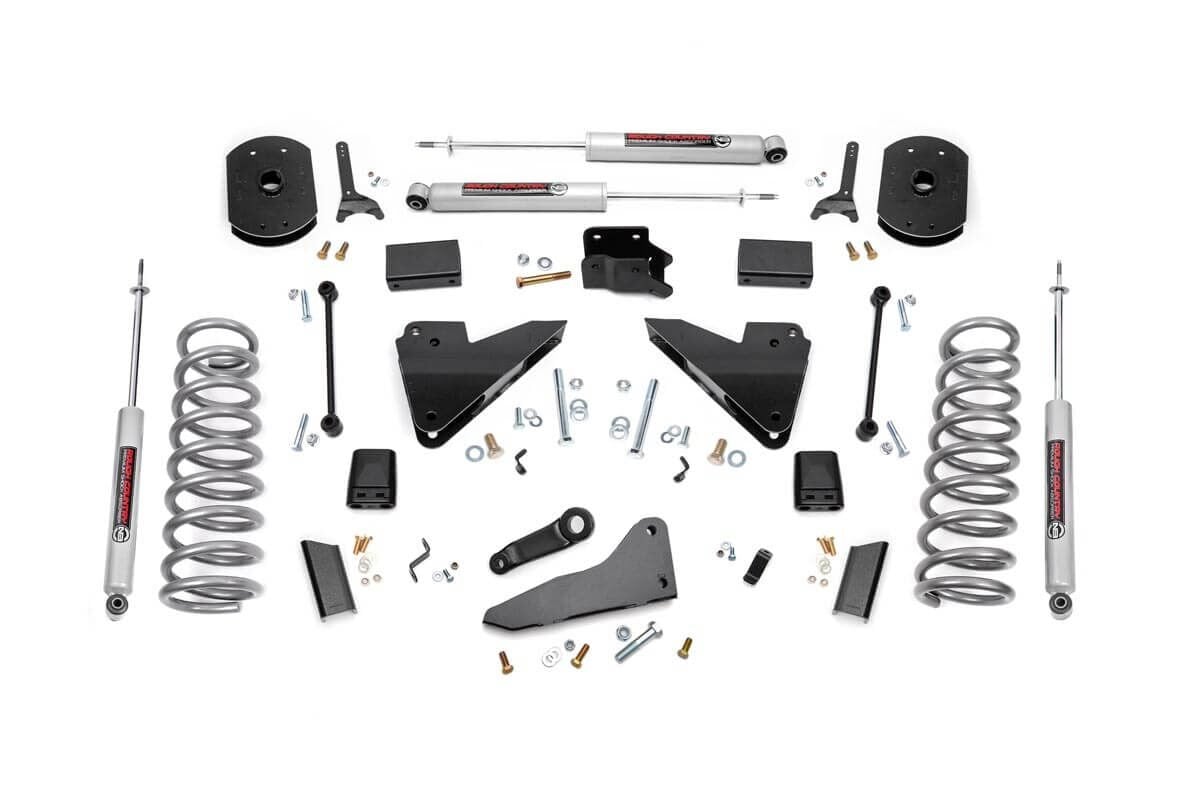5 Inch Lift Kit FR Gas Coil Radius Arm Drop Ram 2500 4WD (2014-2018) Rough Country