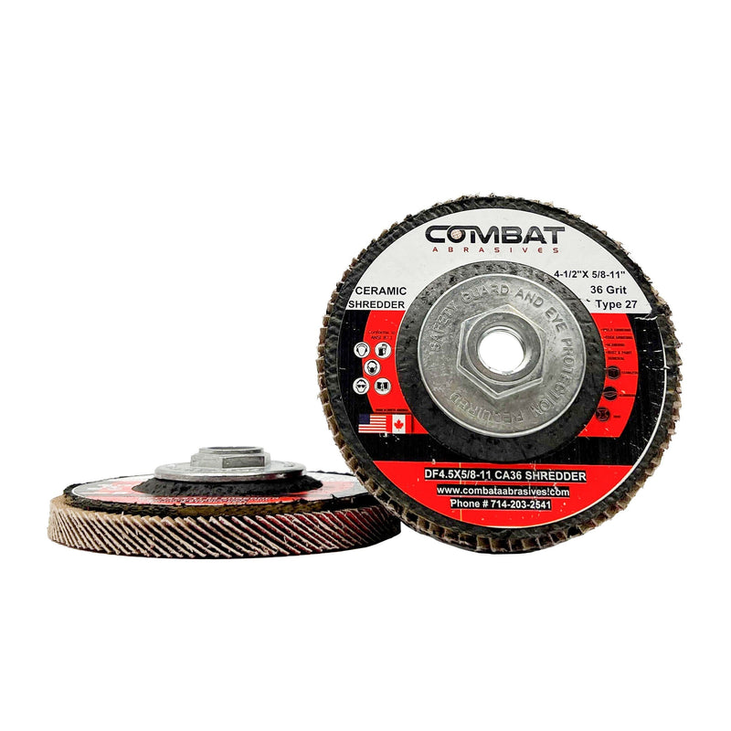 Ceramic Shredder Flap Discs 4-1⁄2" x 5/8-11" With Hub (Type 29)
