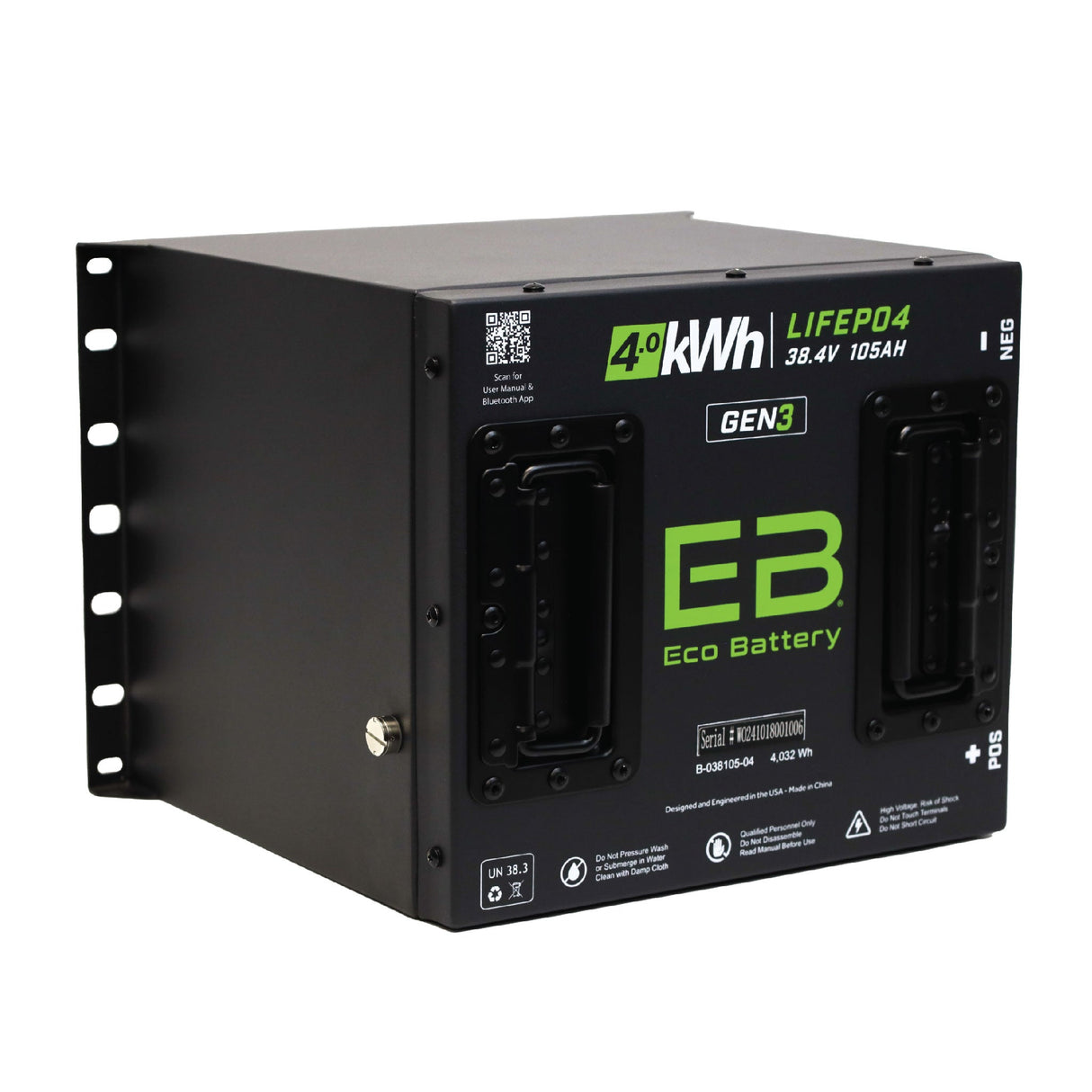 Eco Battery (36V) 38V 105Ah Cube LiFePO4 Gen3 Battery