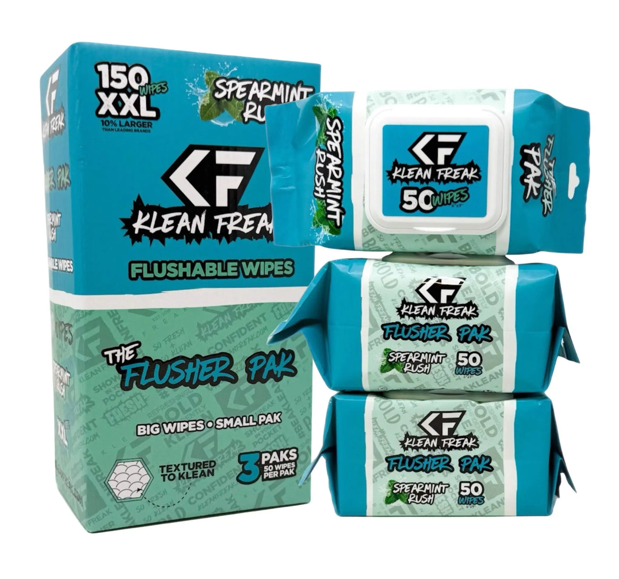 The Flusher 150 Wipes (3 • 50 Paks) Klean Freak