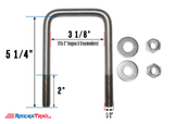 Stainless Steel U Bolt 3 1/8" x 5 1/4" x 1/2" w/ 2 Washers and Lock Nuts - Pre-Anti Seized