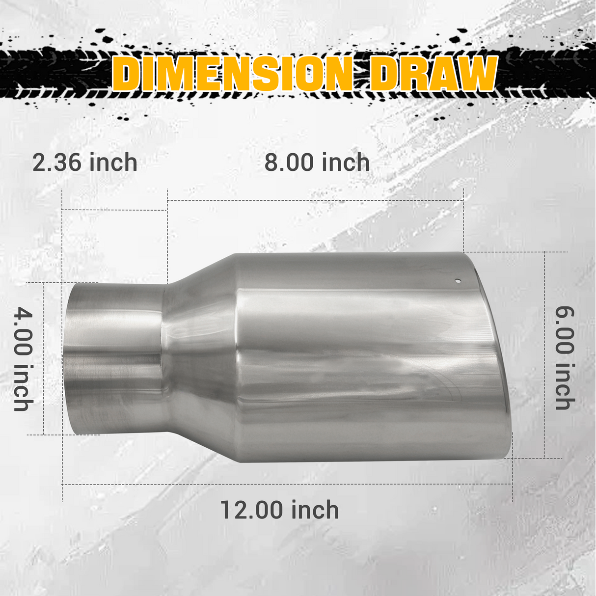 Trucktok 4" Inlet 6" Outlet 12" Overall Length Stainless Steel Bolt On Exhaust Tailpipe Tip TruckTok