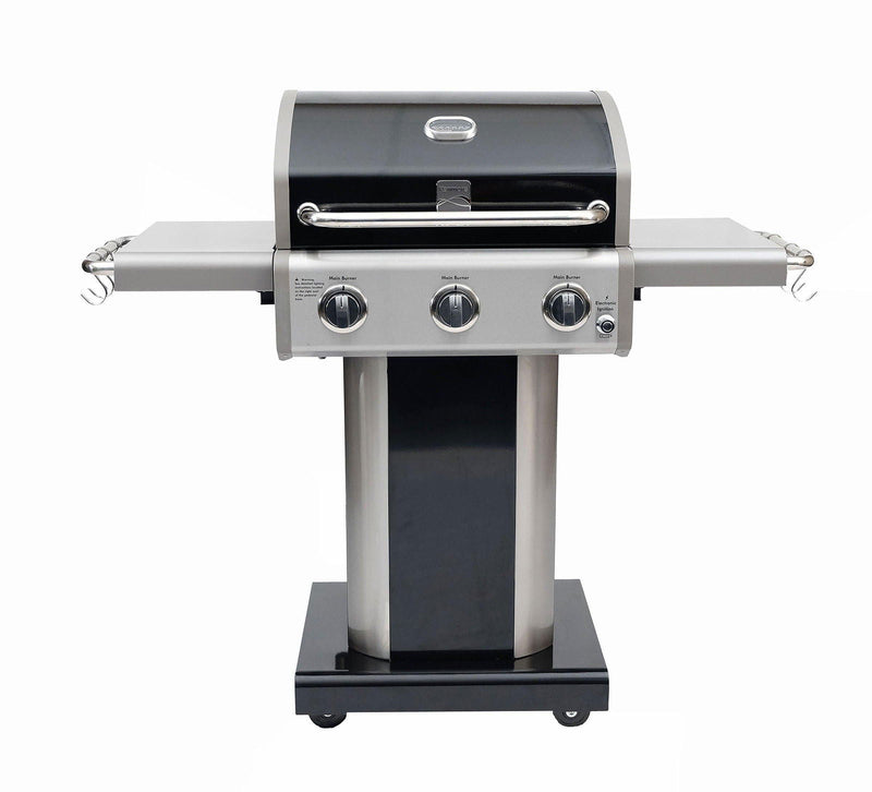 3 Burner Pedestal Gas Grill - Black