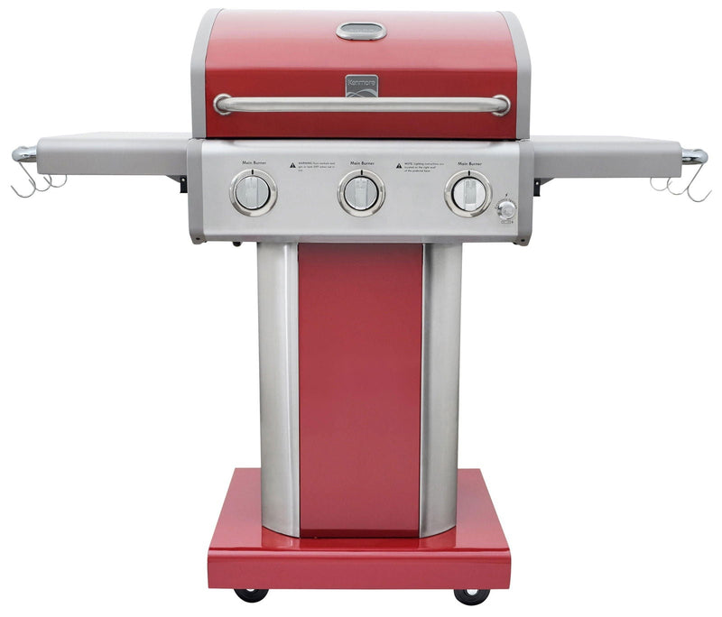 3 Burner Pedestal Gas Grill - Red