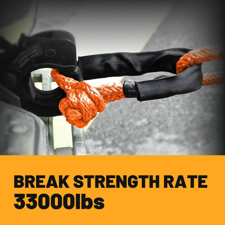 Trucktok 1" x 30ft Kinetic Recovery Rope Soft Shackle Series 35,000 lbs Break Strength TruckTok