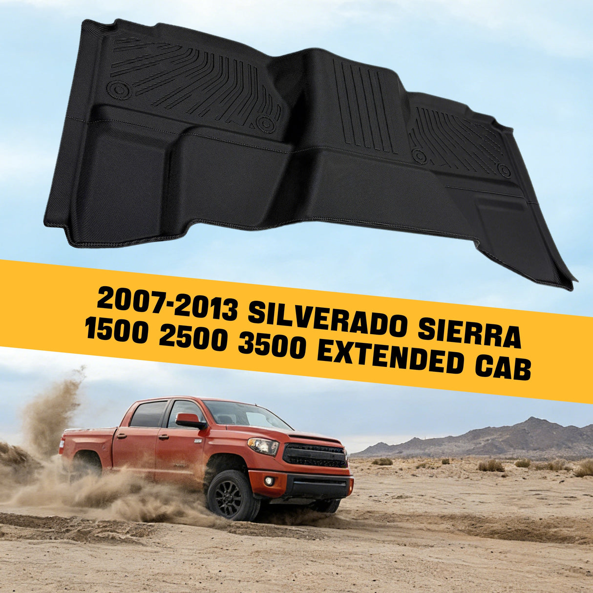 Trucktok 2007-2013 Silverado Sierra 1500 2500 Extend Cab All-Weather TPE Floor Mats TruckTok