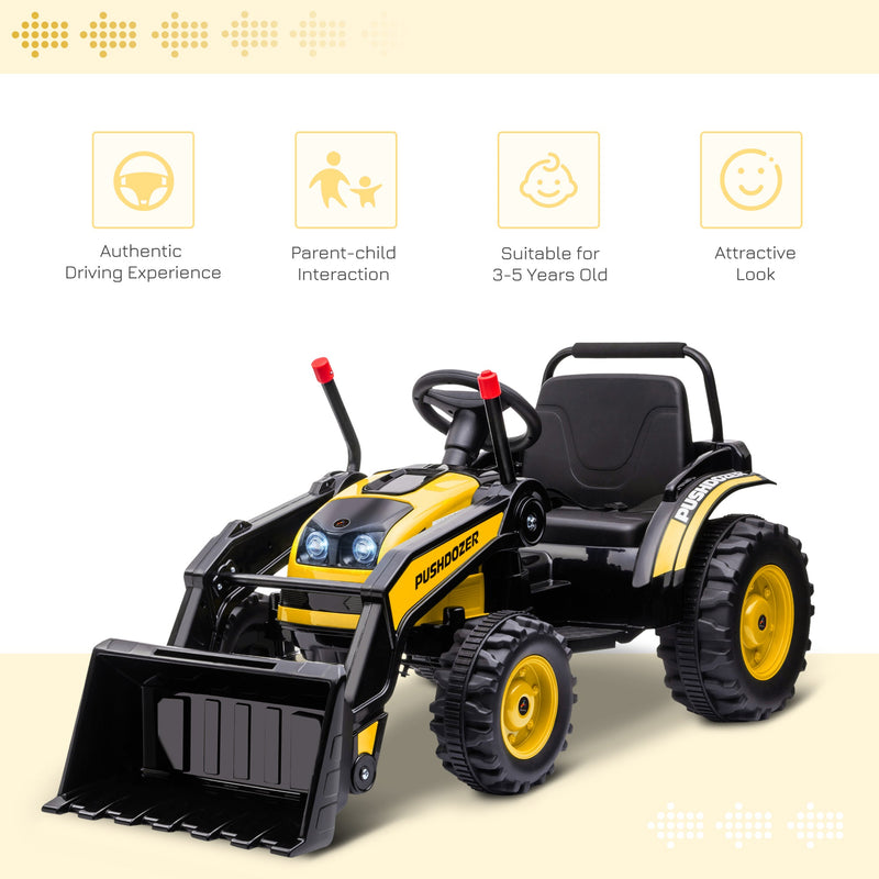 Excavator 6V Battery Tractor with Music and Headlight for Kids' Riding Fun