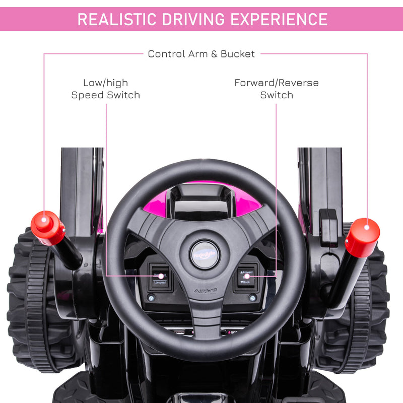 Excavator 6V Battery Tractor with Music and Headlight for Kids' Riding Fun