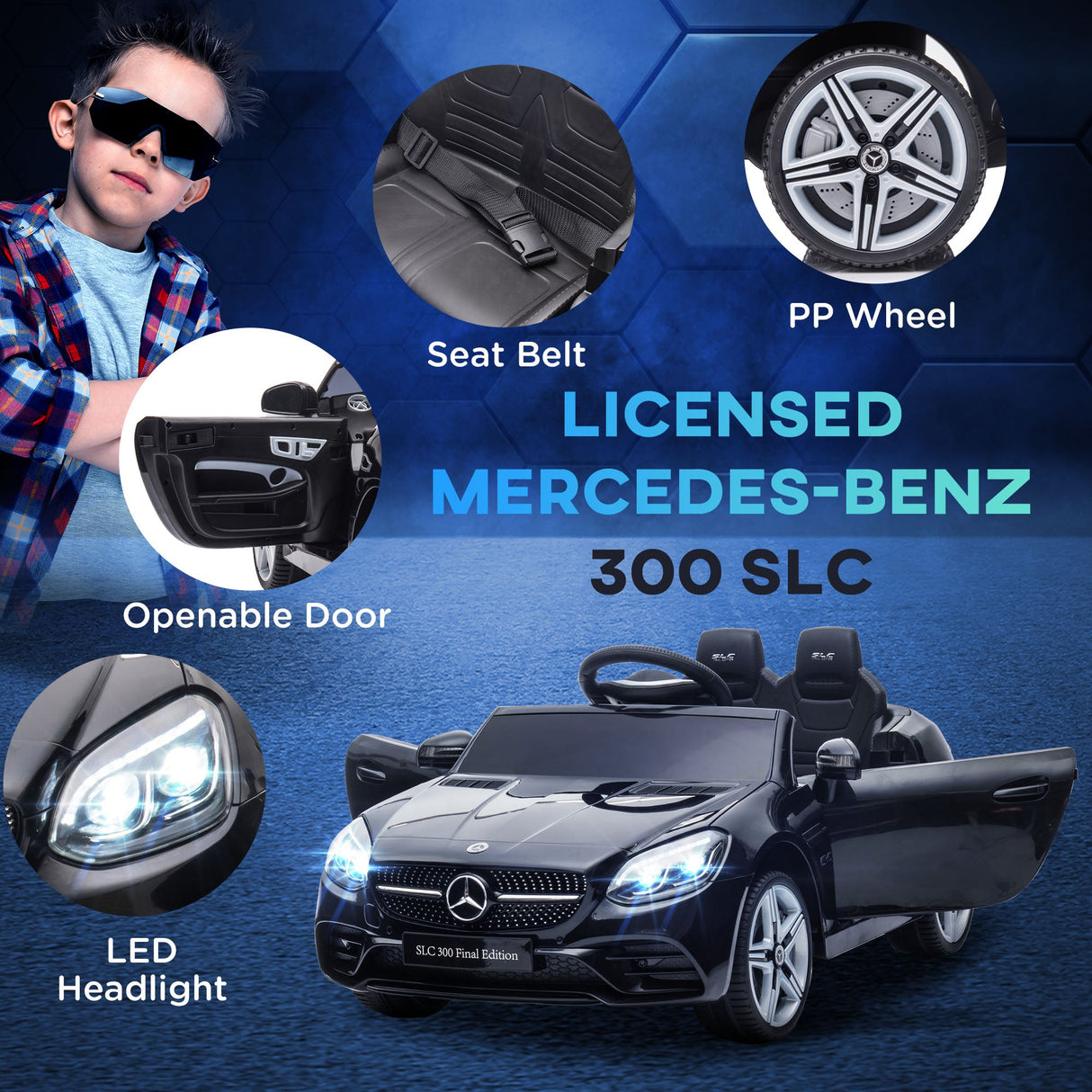 Electric Ride-On Car for Kids with Remote Control, Dual Motors, Music and Lights