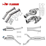 Exhaust Header/Downpipe/CatBack w/ 4.5 Inches Dual Burnt Tips All-In-One Kit for 2003-2006 Nissan 350Z Infiniti G35 Flashark