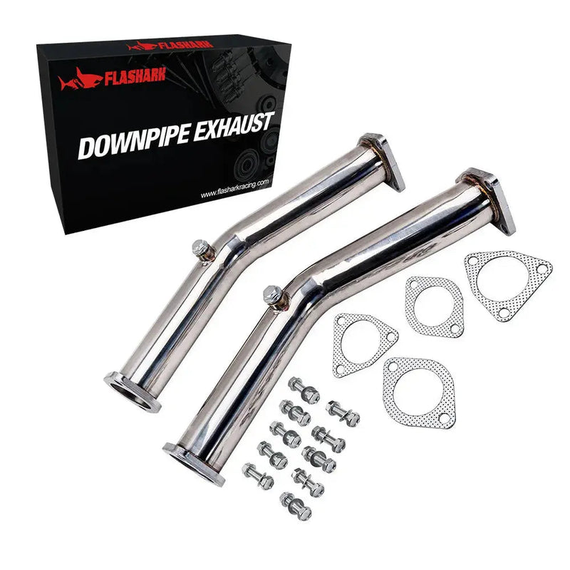 Exhaust Header/Downpipe/CatBack w/ 4.5 Inches Dual Burnt Tips All-In-One Kit for 2003-2006 Nissan 350Z Infiniti G35 Flashark