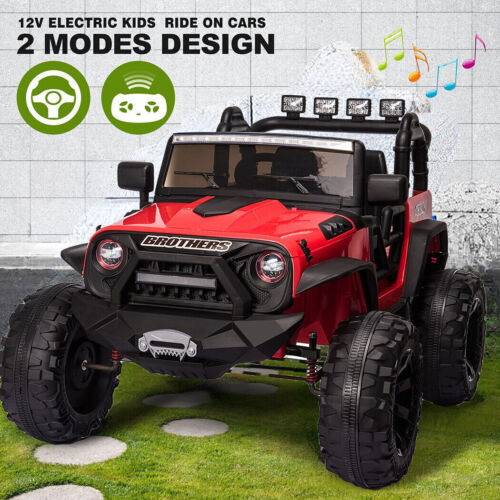 2-Seater Kids Ride on Truck with 3 Speeds, LED Light, Remote Control, and 24V 9AH Battery
