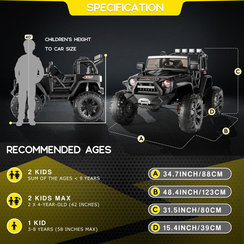 400W 2-Seater Electric Ride-On Jeep for Kids with LED Lights - 24V